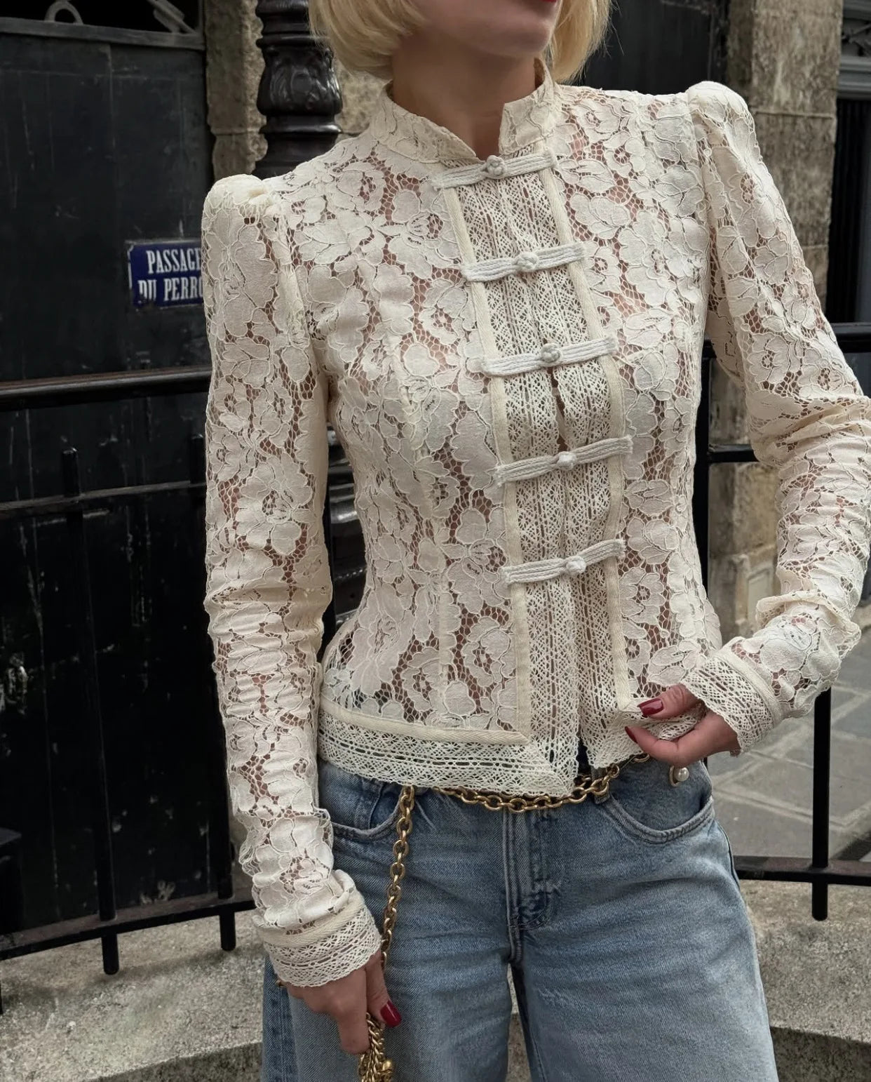 Lace See Through Hollow Out Blouse