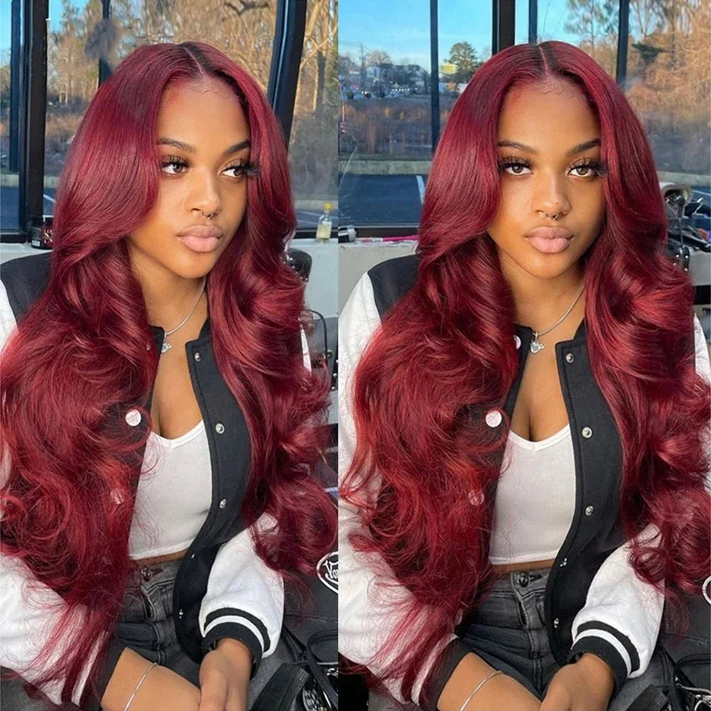 Luxury Burgundy Body Wave Lace Front Human Hair Wig For Women