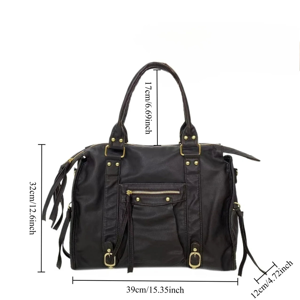 Retro Multi-Pocket Motorcycle Shoulder Bag for Women