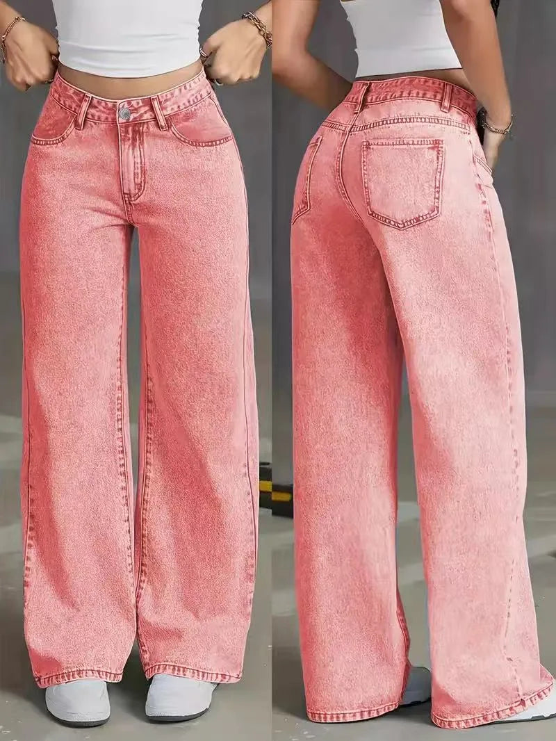 Distressed High Waist Wide Leg Jeans