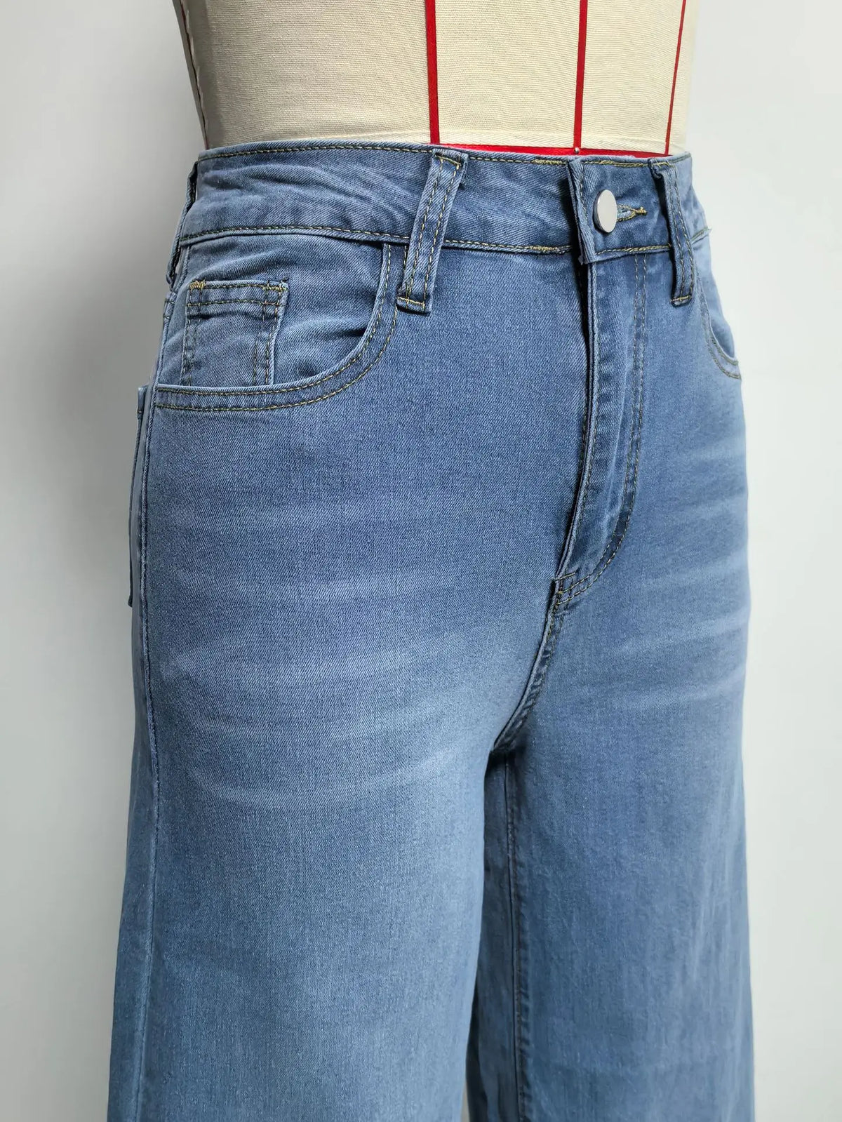 Distressed High Waist Wide Leg Jeans