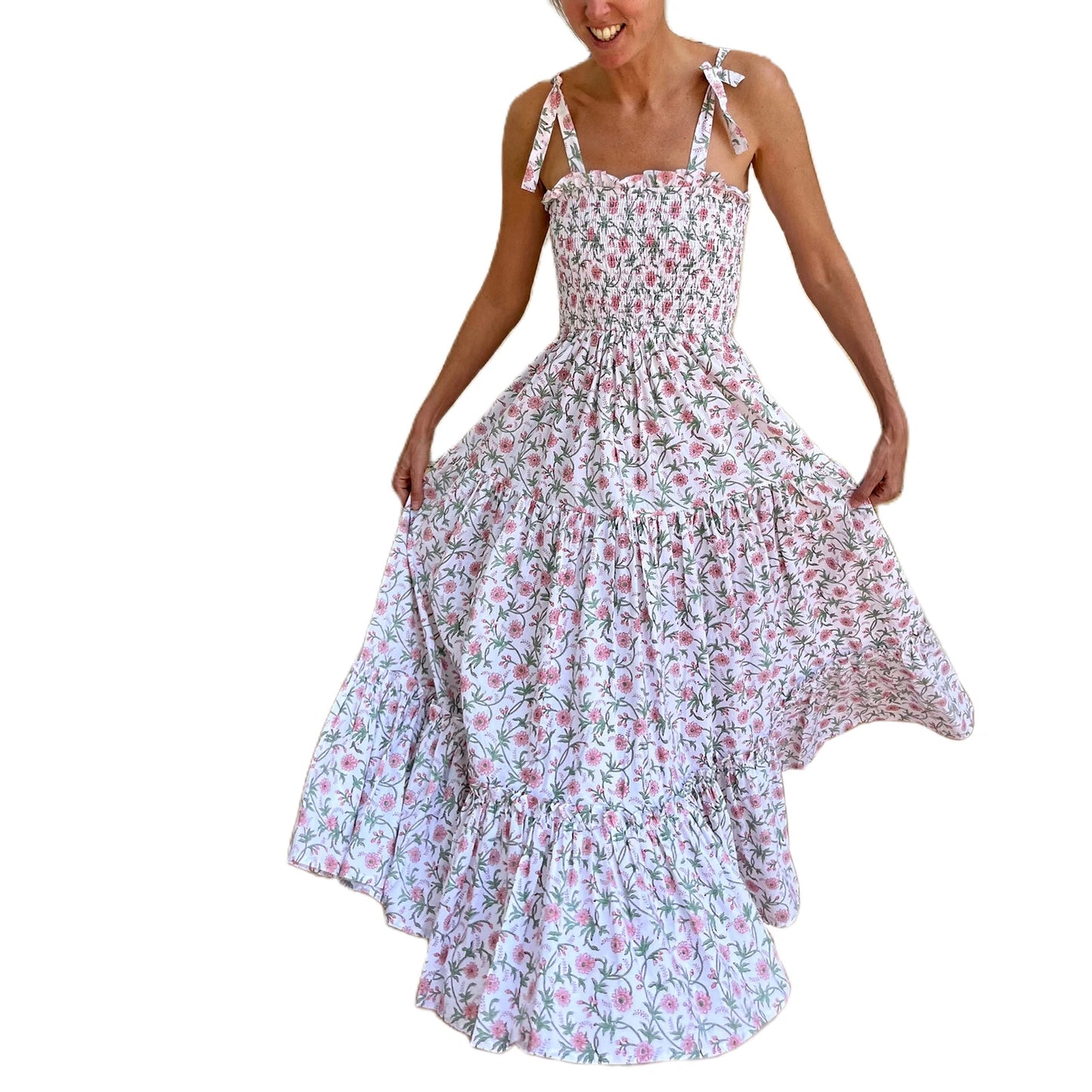 Women'S Sleeveless Printed Lace Up Dress Casual Summer Printed Lace Up A-Line Party Dress Suitable For Holiday Beach Street Wear