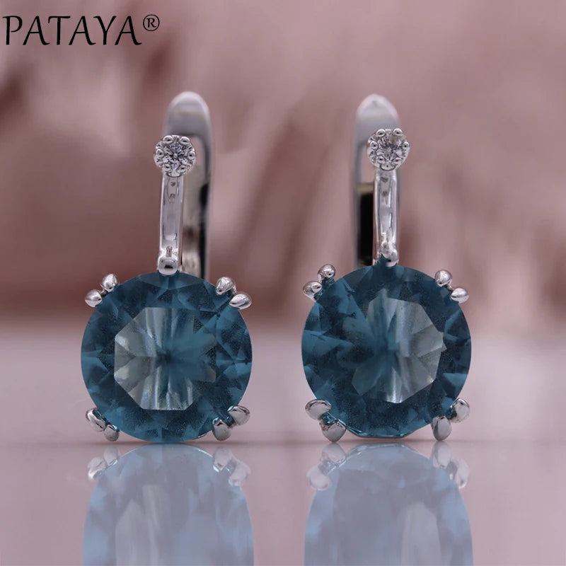 Sea Blue Cubic Zircon Drop Earrings