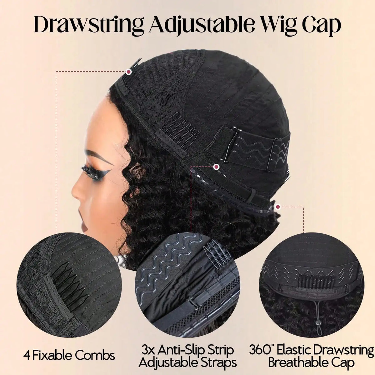 Seamless Curly Human Hair Glueless Half Wig for Women