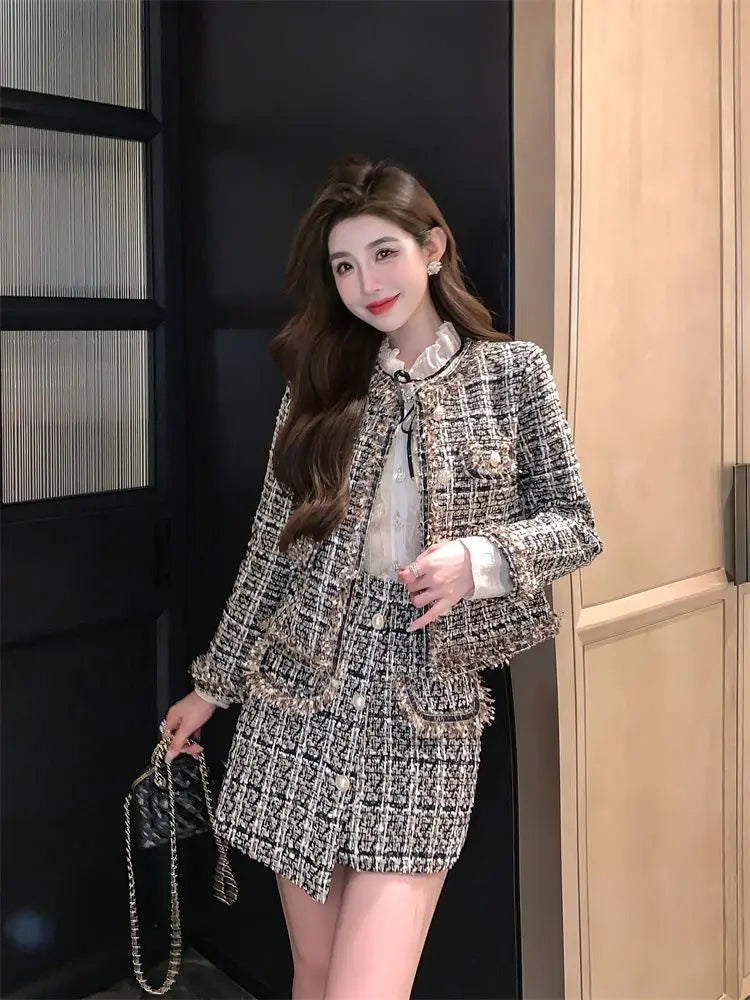 Autumn Winter Street Style Tweed Suit