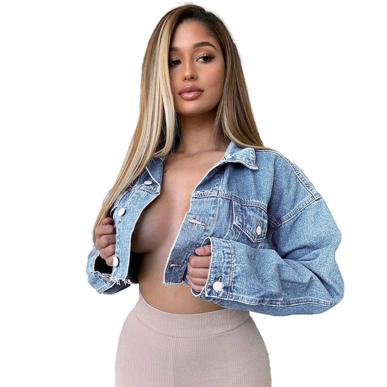 2024 Broken Holes Short Denim Jacket Women Single-breasted Cardigan Outerwear Fashion Streetwear Female Autumn Lapel Coat New
