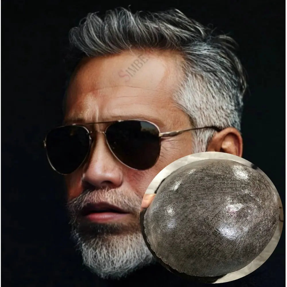 Grey Human Hair Toupee Replacement System for Women