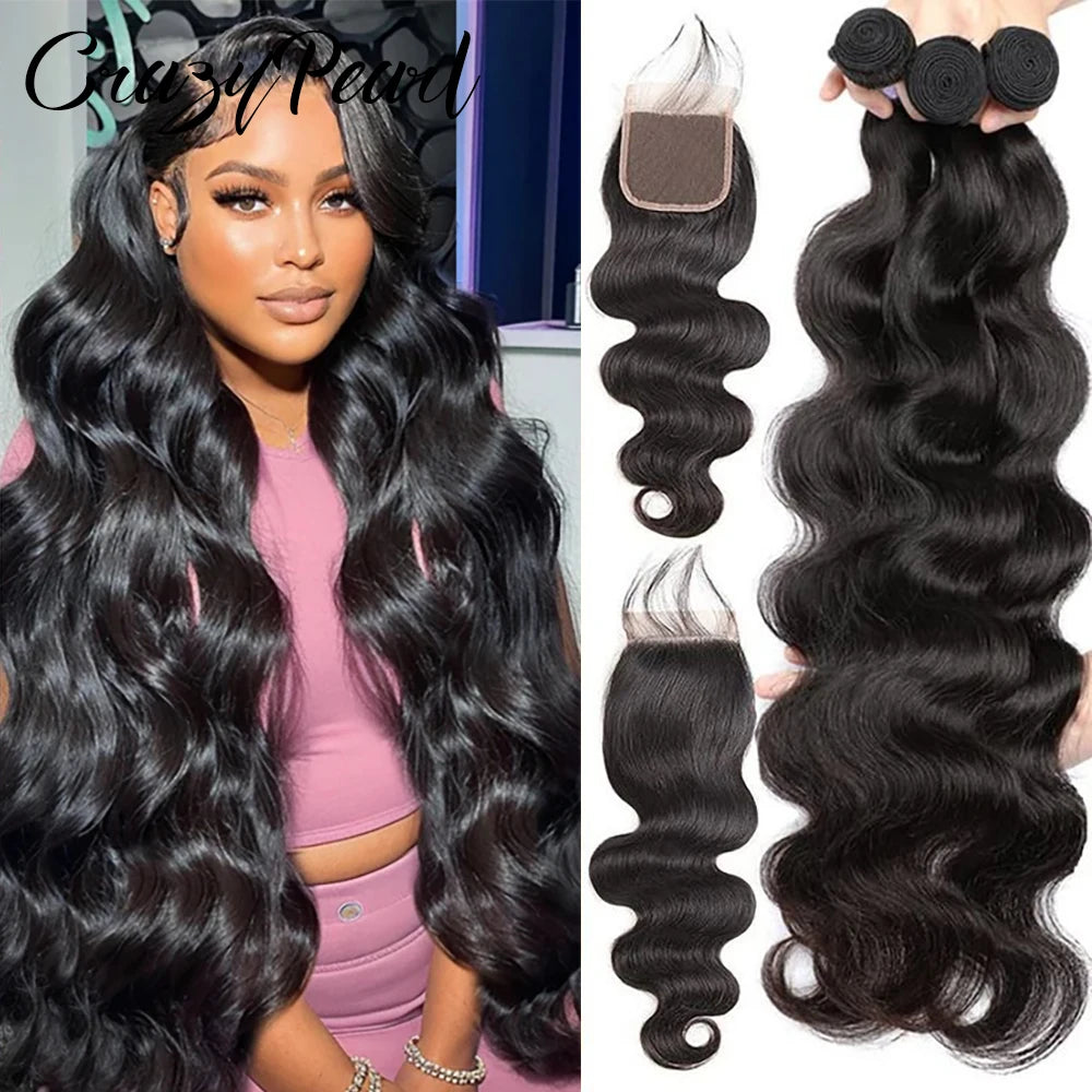 Straight Human Hair Bundles With Lace Frontal for Women