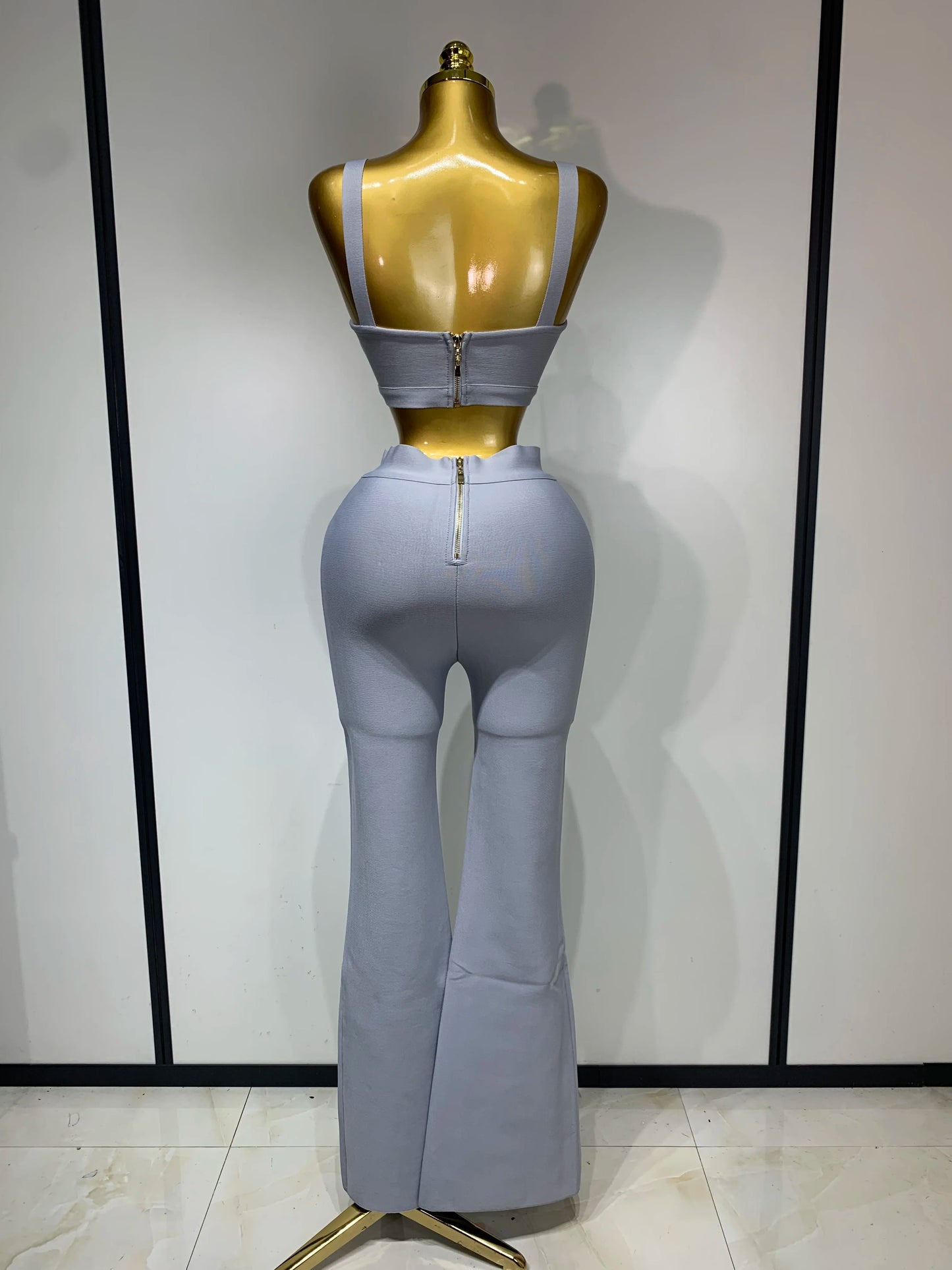 Women Sexy Bandage Crop Top Pant Set Evening Party Club Luxury Birthday High Street Fashion Elegant Luxury Birthday Outfit ﻿