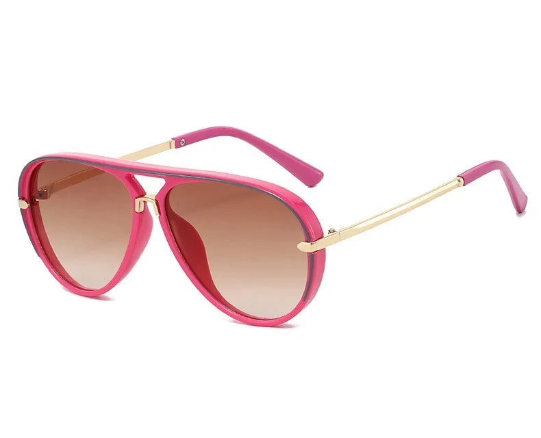 Green Pink Gradient Oval Sunglasses