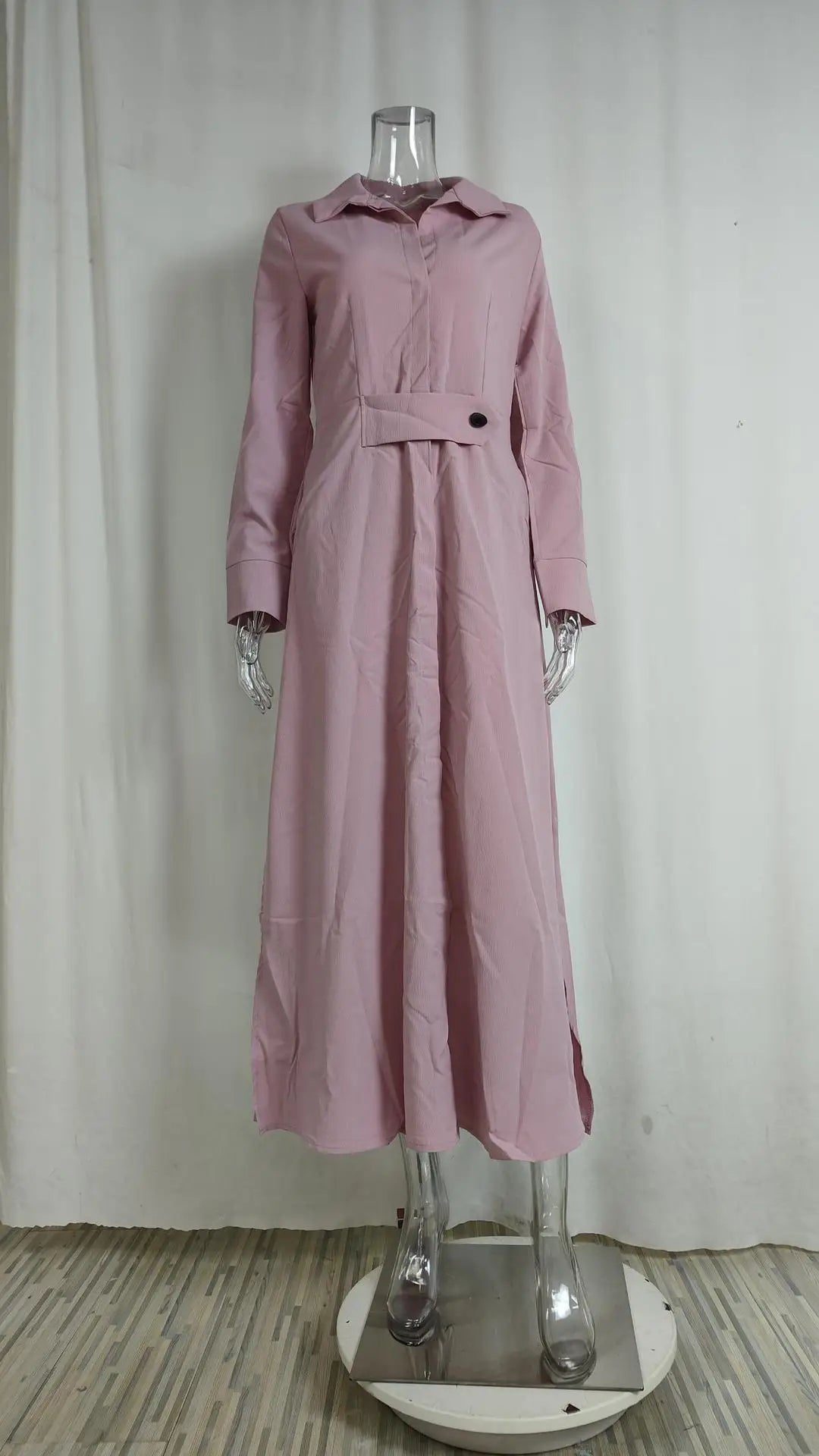 Autumn Elegant Long Sleeve V Neck Shirt Dress for Women