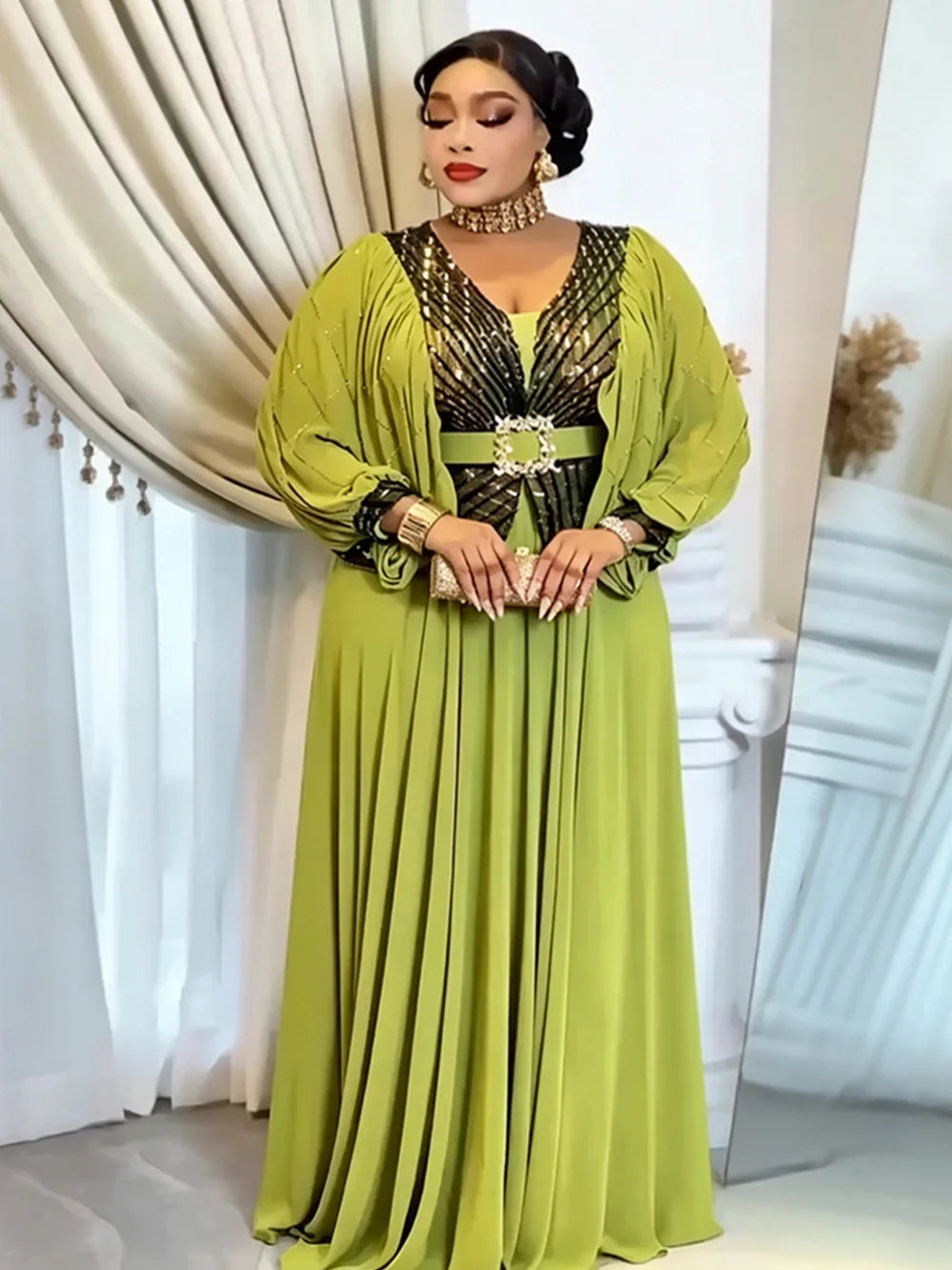 Elegant African Ankara Kaftan Evening Dress for Women