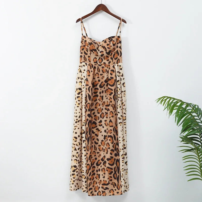 Leopard Print Open Back Sleeveless Mini Dress For Women
