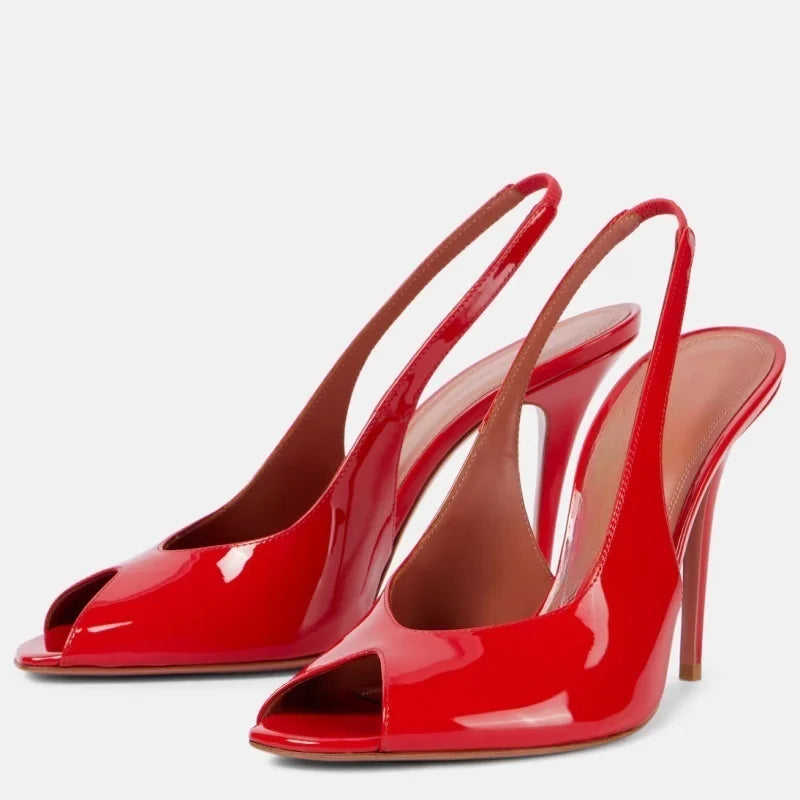 Rhinestone Butterfly Elastic Band Peep Toe High Heel Sandals for Women