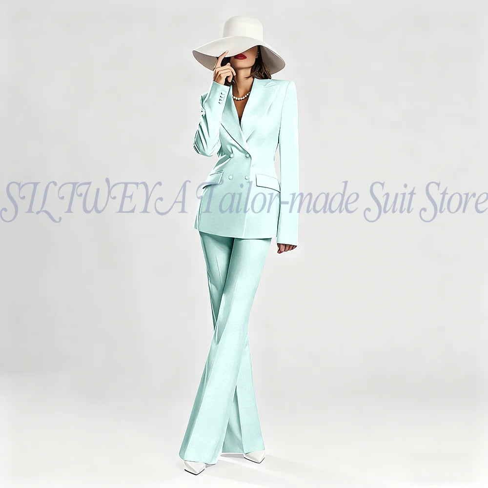 Slim Fit Double Breasted Blazer Suit Set for Women