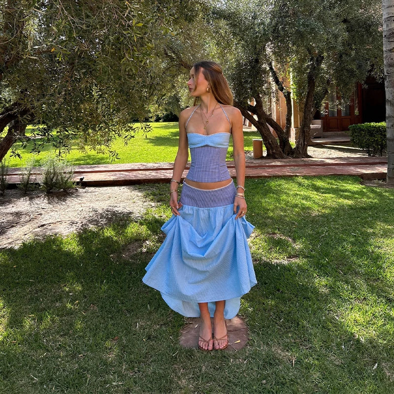 Elegant Backless Sleeveless Two Piece Set For Women