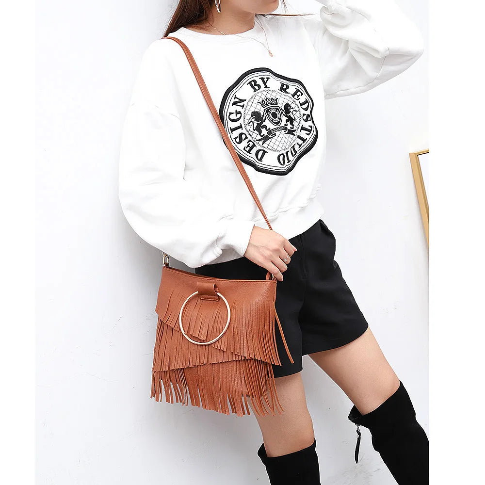 Trendy Tassel Sequin Crossbody Shoulder Handbag for Women