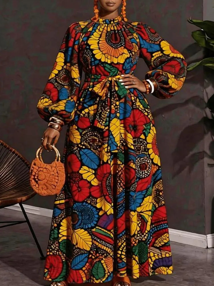 Traditional African Print Dashiki Maxi Dress for Women