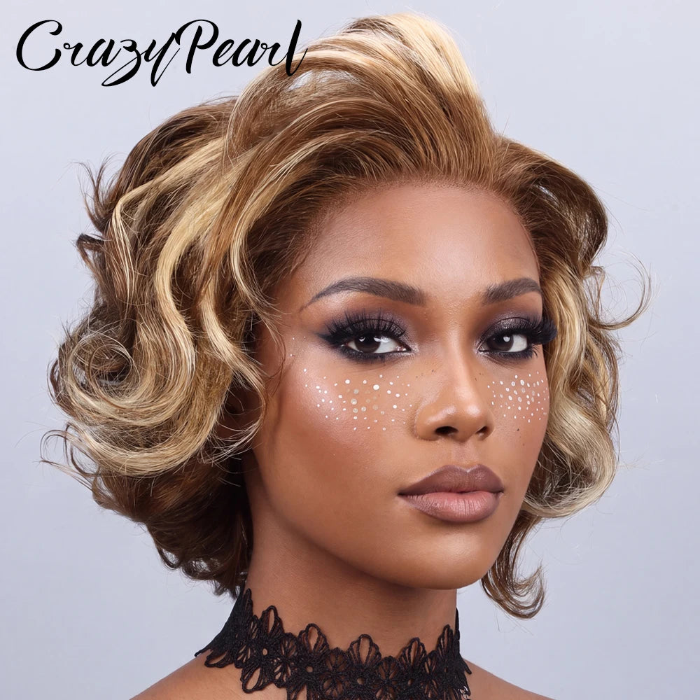 Highlight Pixie Cut Lace Front Human Hair Wig for Women