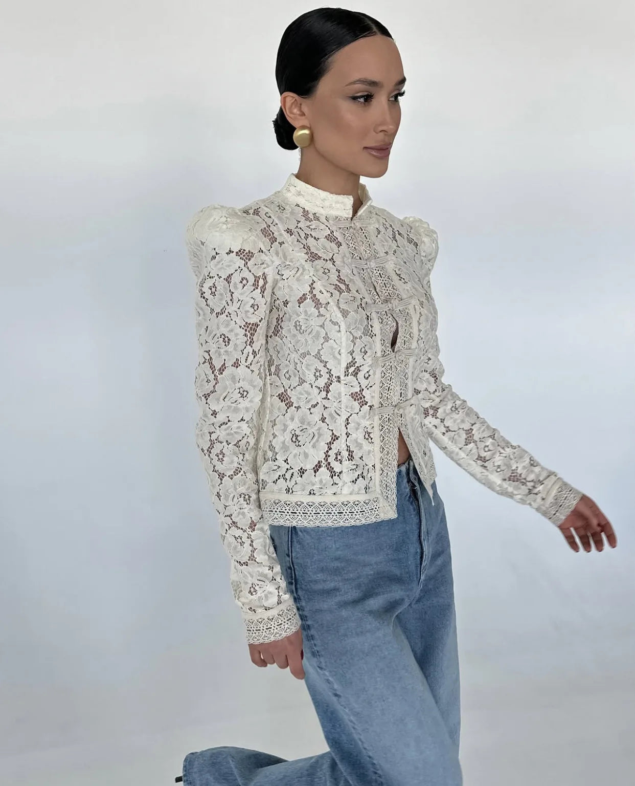 Lace See Through Hollow Out Blouse