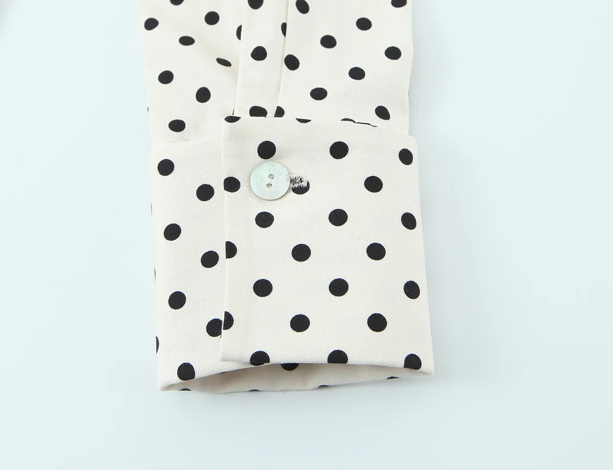 Polka Dot Shirt Jacket and Capri Pants Two Piece Set for Women