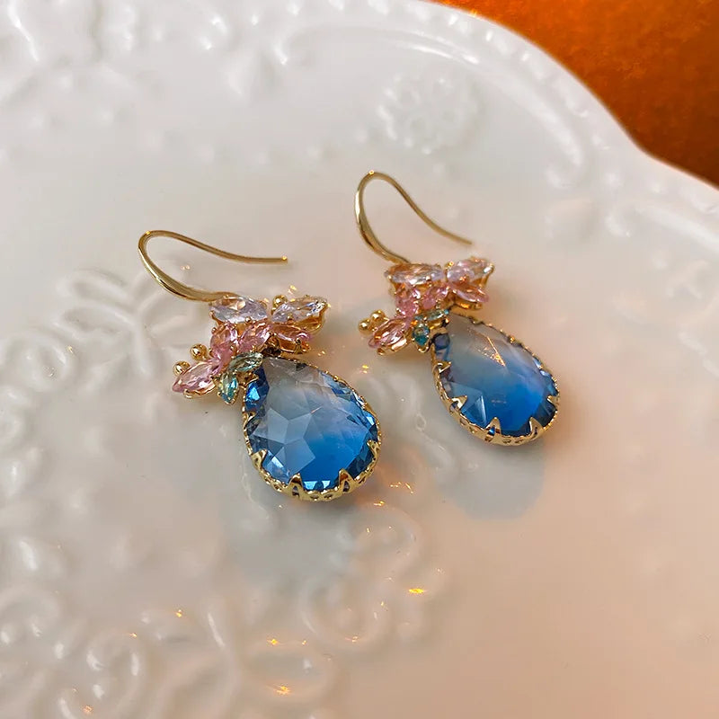Butterfly Cubic Zirconia Drop Earrings