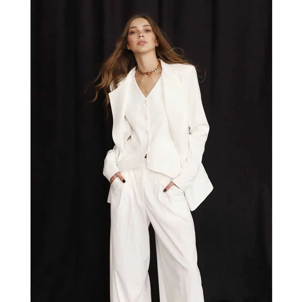 Slim Fit Single Breasted Three Piece Office Suit For Women