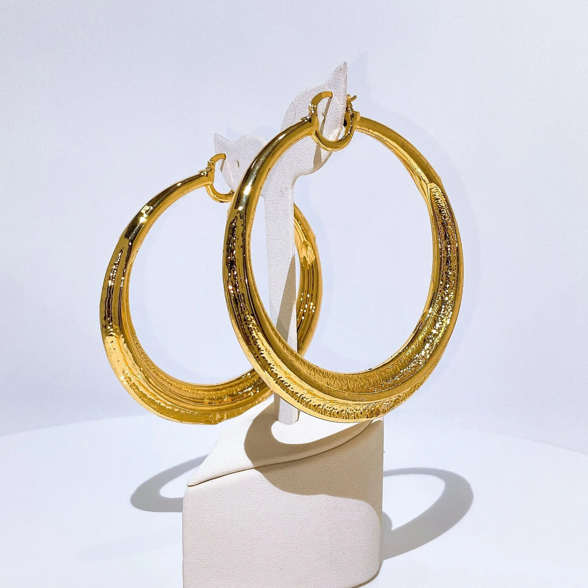 Chunky Oval Gold Plated Hoop Earrings