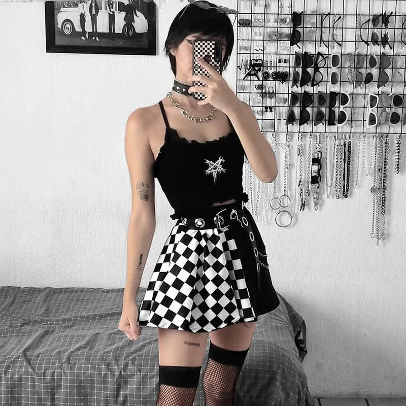 Houndstooth Mosaic Patchwork Skirt