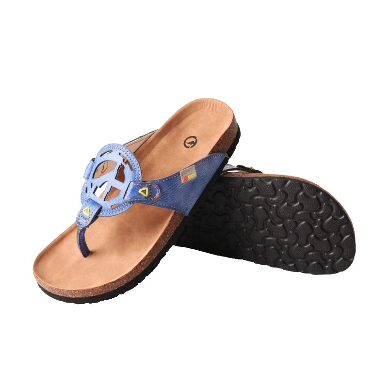 Herringbone Leather Flat Slippers