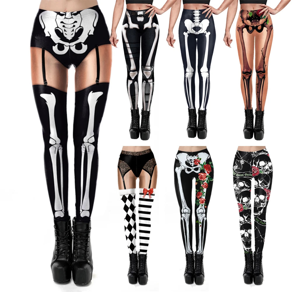 Three Dimensional Skeleton Cosplay Leggings for Women