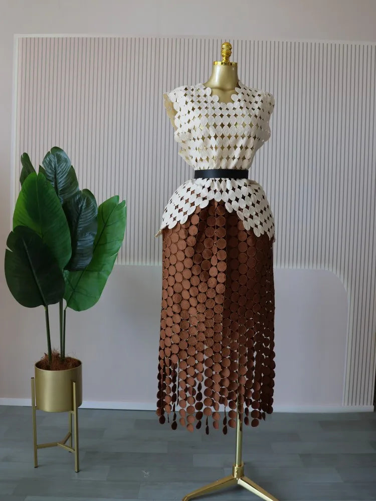 Stylish Cutout Crop Top And Maxi Skirt Two Piece Set for Women