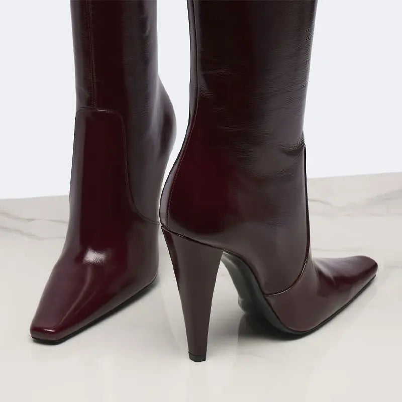 Pointed Toe Knee High Stiletto Heeled Boots for Women