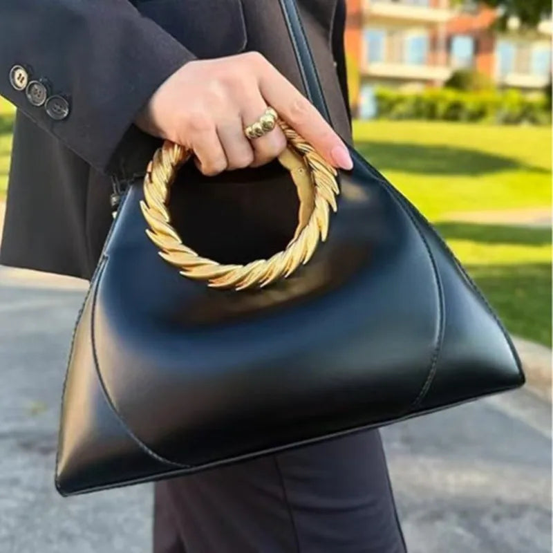 Metal Embossed Round Handle Clutch
