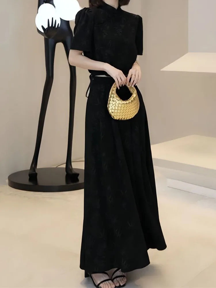 French national style printed skirt women's spring and summer new high-quality fashion design sense niche temperament two-piece