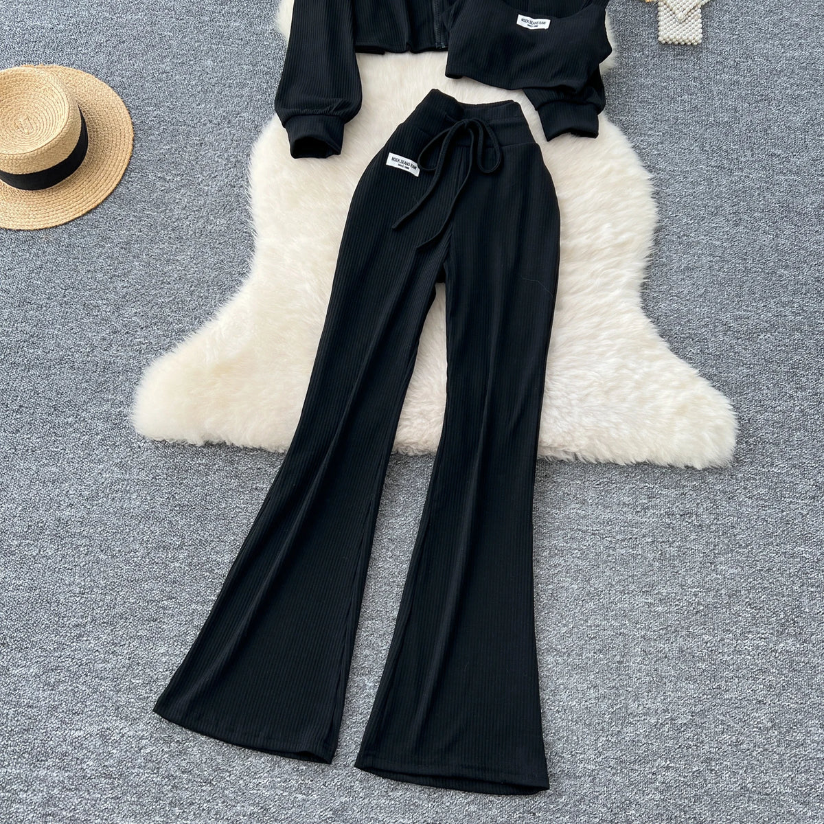 Sporty Three Piece Hoodie, Camisole and Pants Set for Women