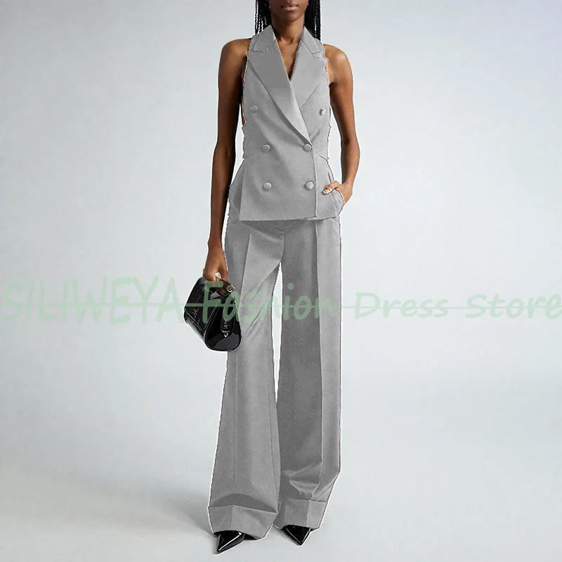 Double Breasted Vest And Pants Set