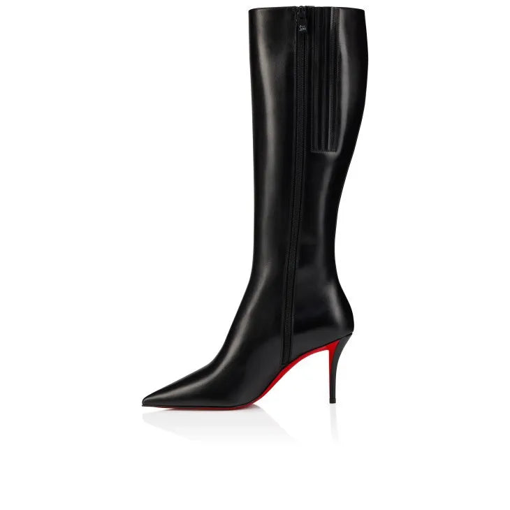 Leopard Print Knee High Boots With Zipper for Women