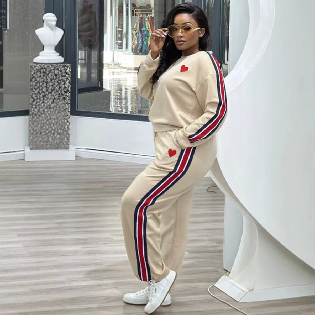 Casual Matching Two-Piece Jogger Tracksuit Set for Women