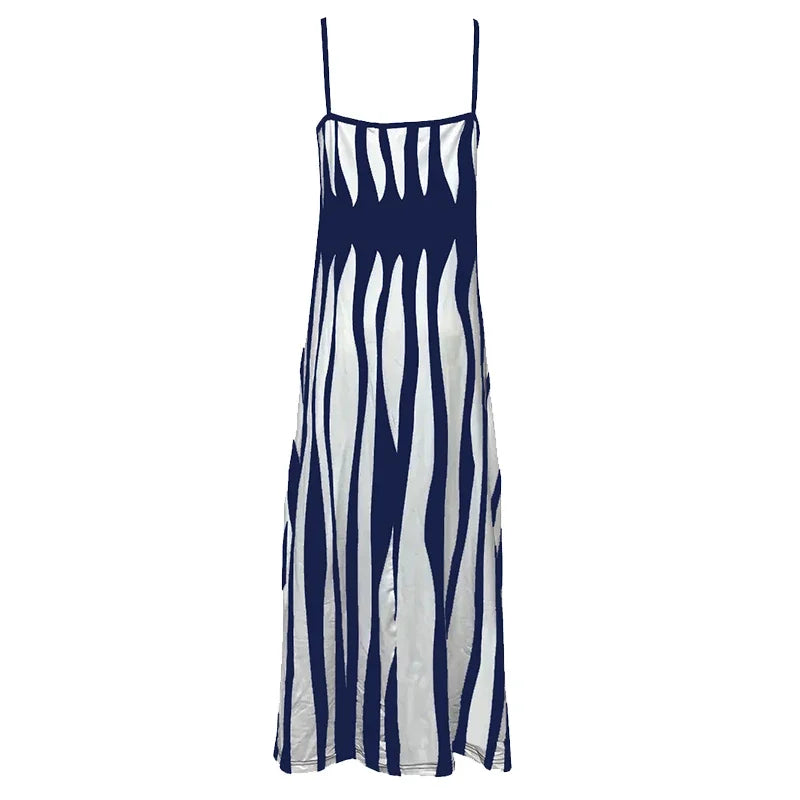Casual Striped Sleeveless Knit Maxi Dress For Women