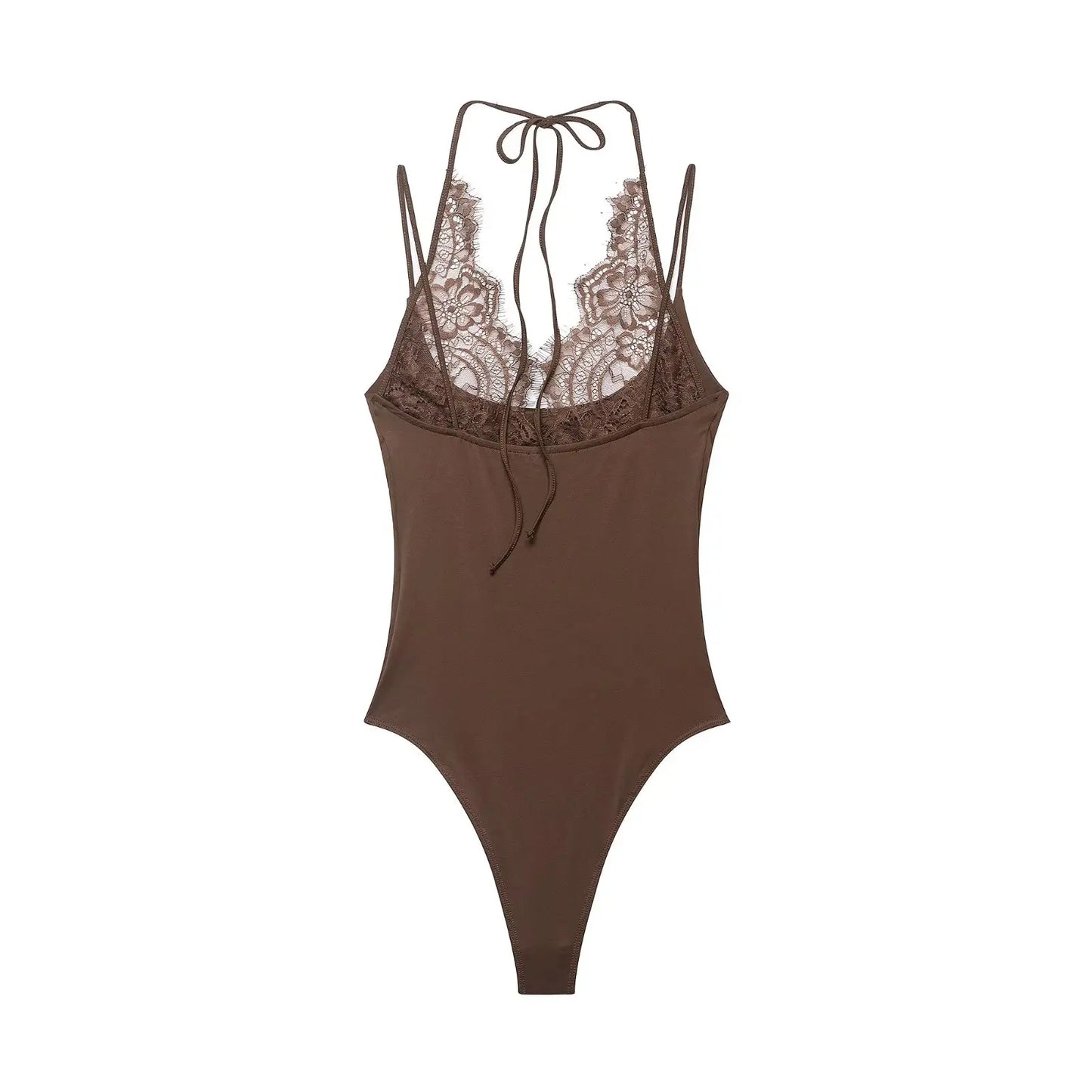Elegant Lace Backless Spaghetti Strap Bodysuit for Women