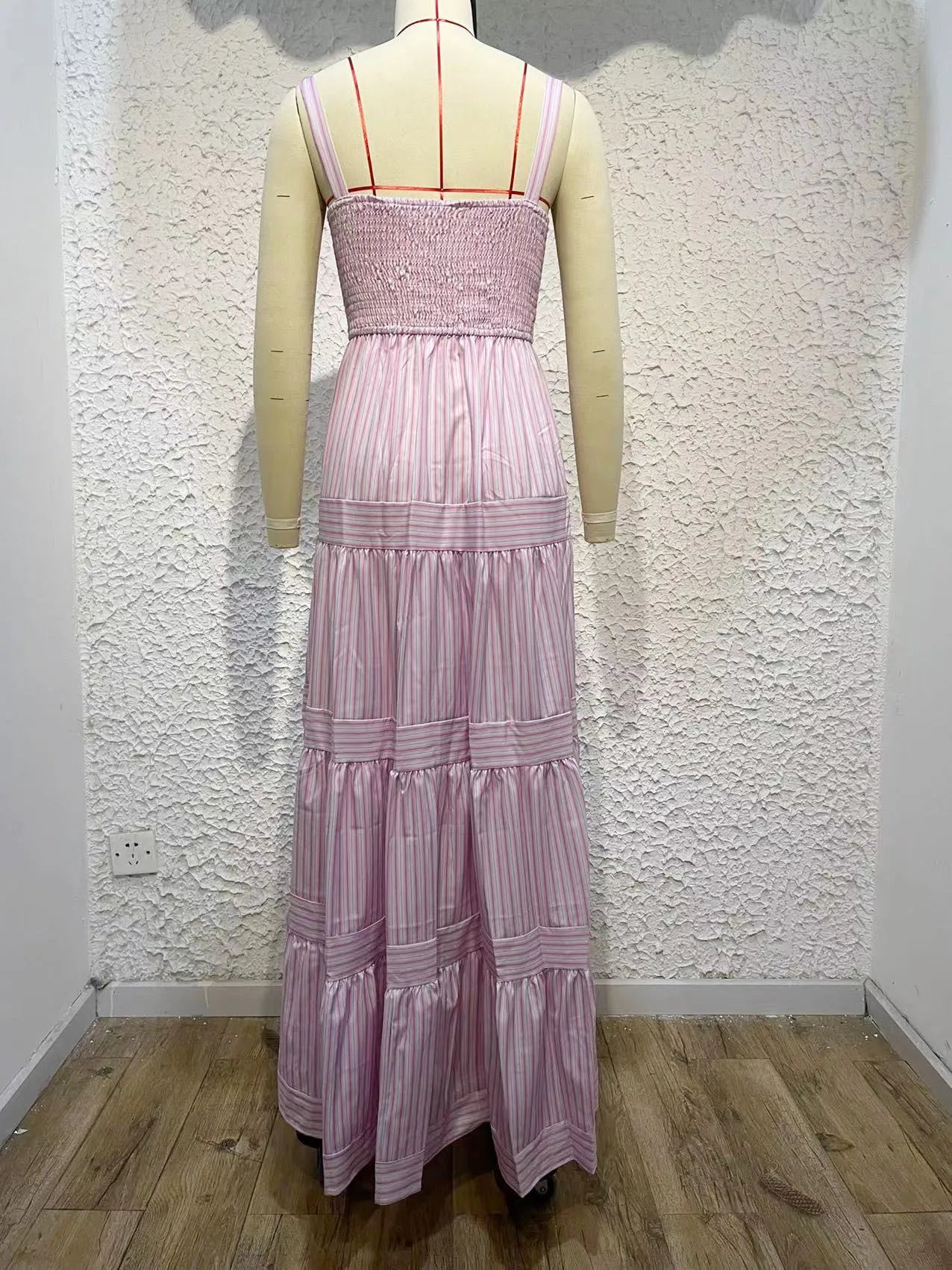 Elegant Striped Spaghetti Strap Maxi Dress for Women
