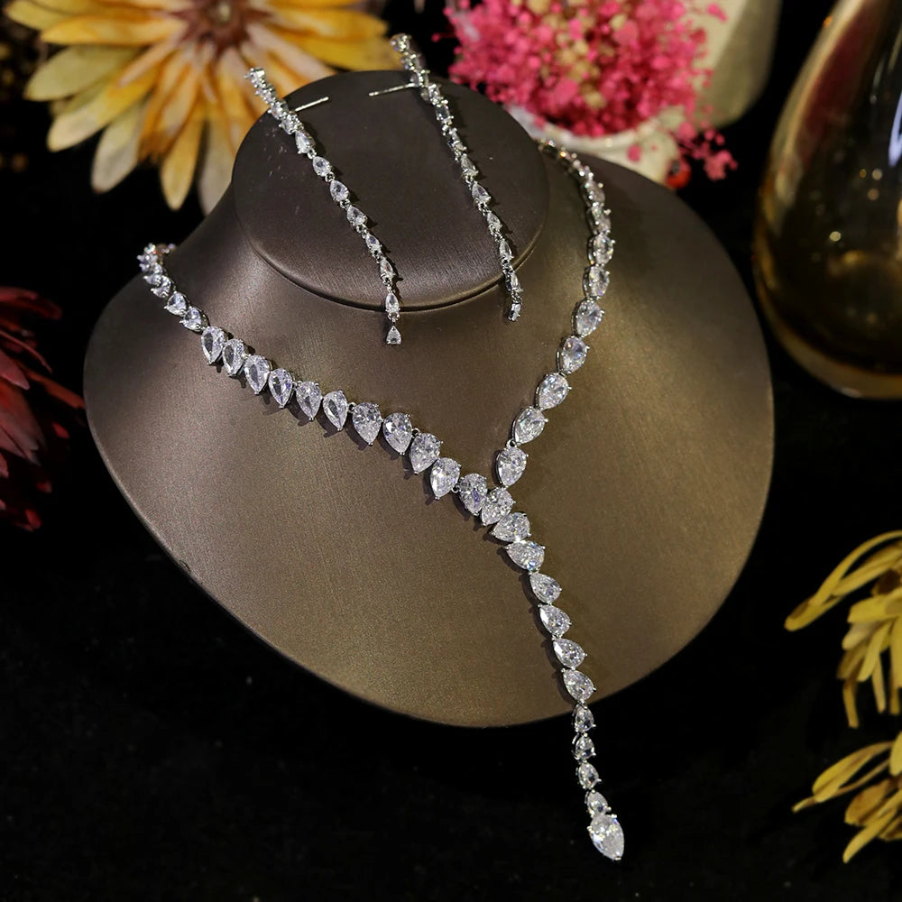 Vintage Water Drop Crystal Pendant Necklace for Women