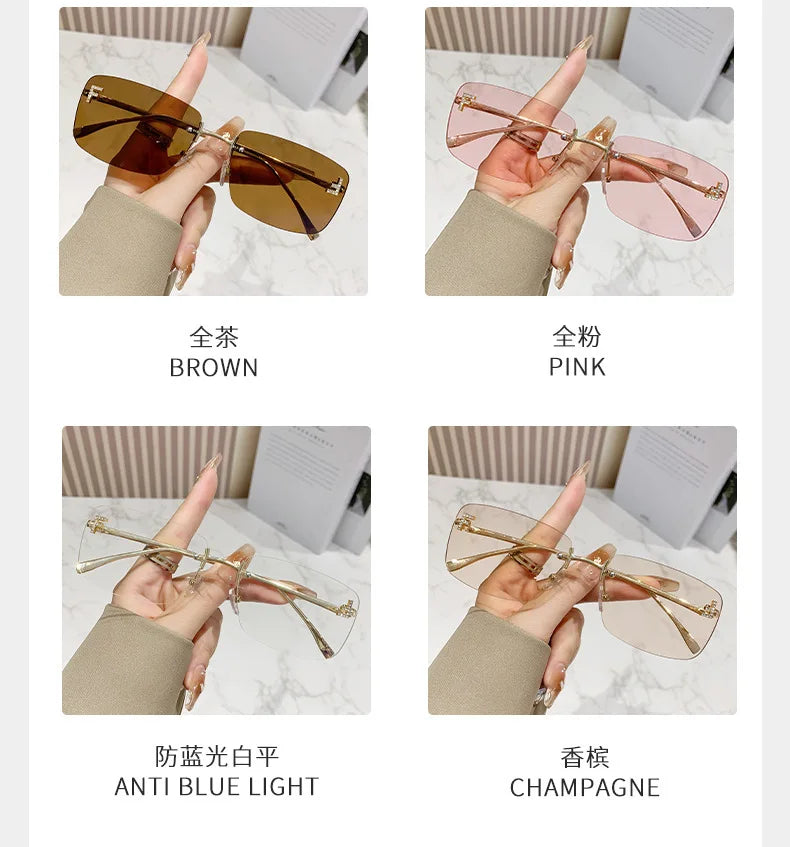 Rimless Square Fashion Sunglasses
