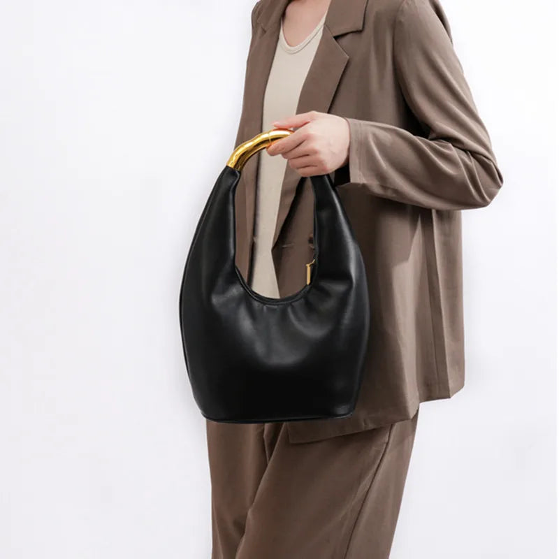 Soft Leather Top Handle Tote Bag