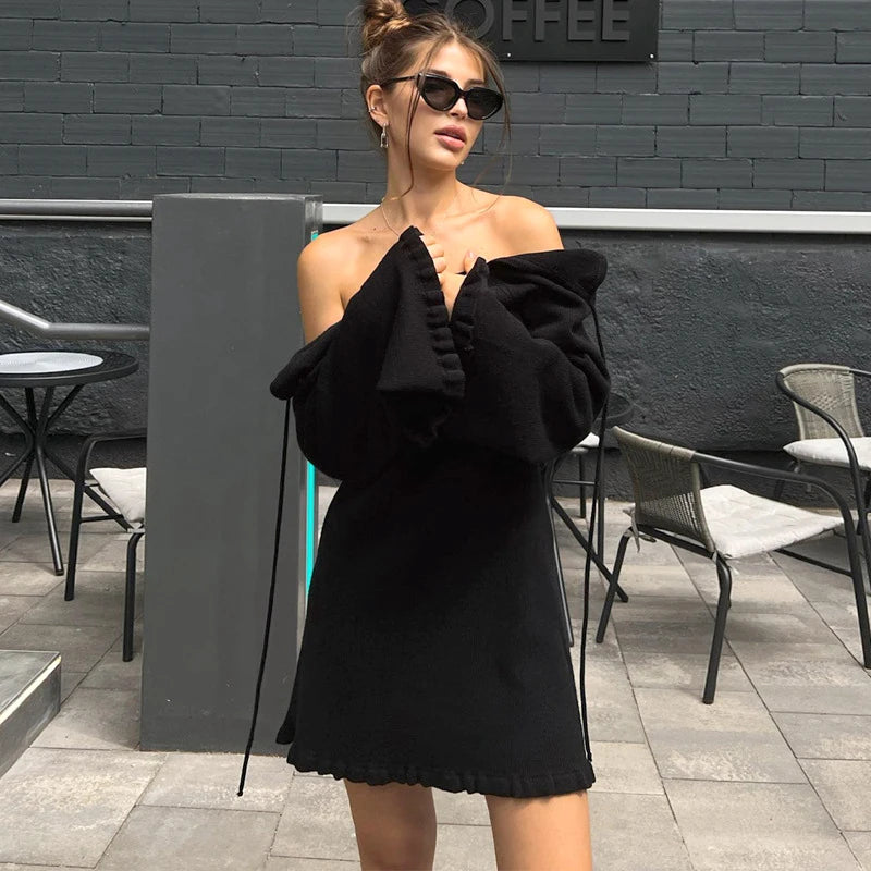 2025 Women Ins Style Sexy Backless Neck-hanging Long Sleeve Fishtail Dress Knit Beachwear Summer Swimsuit Bikini Cover-ups A2825