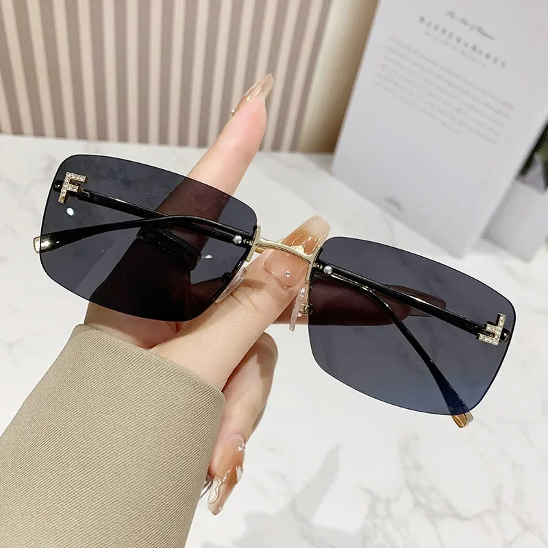 Rimless Square Fashion Sunglasses