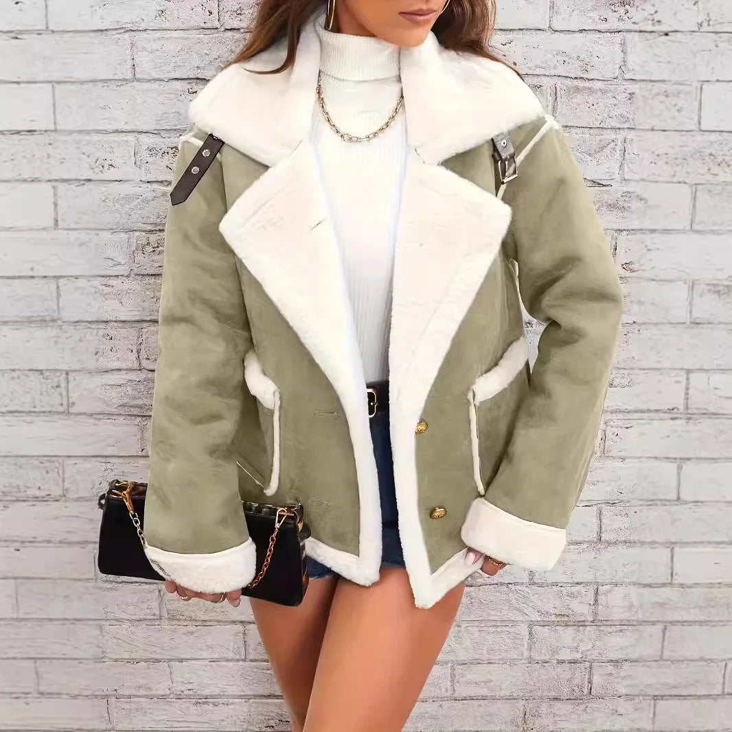 Turn Down Collar Shearling Jacket