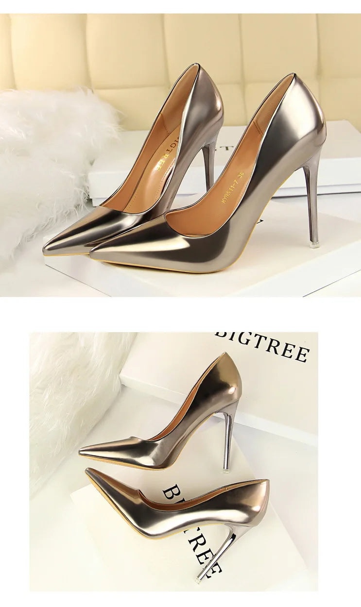 Classic Patent Leather Stiletto High Heel Pumps for Women