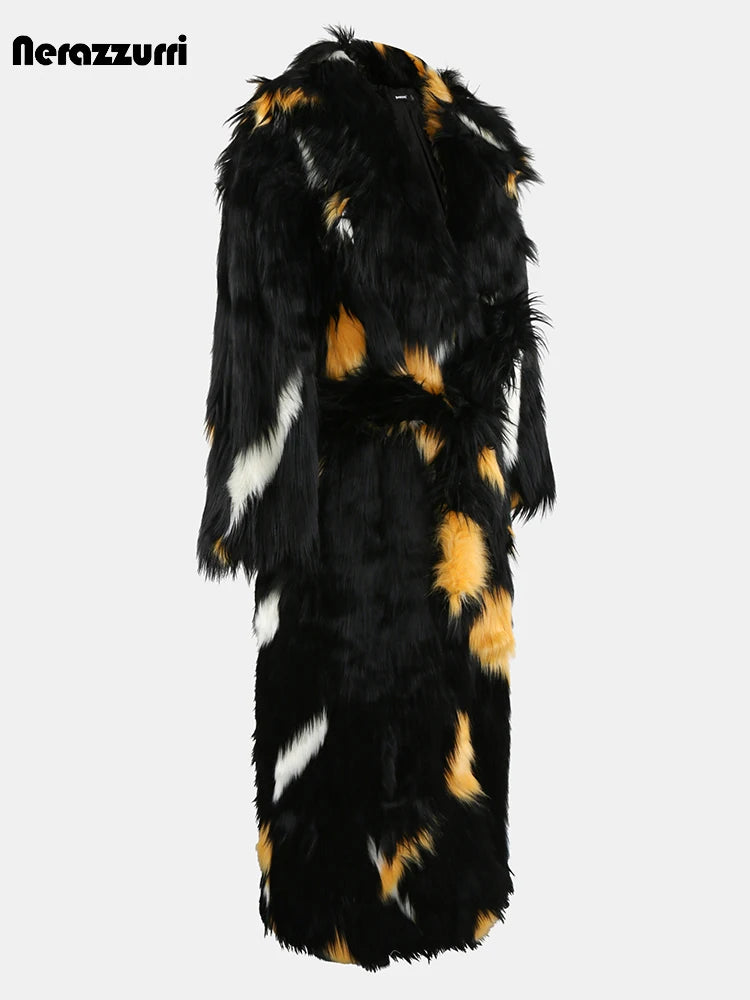 Soft Thick Mandarin Collar Faux Fox Fur Coat For Women